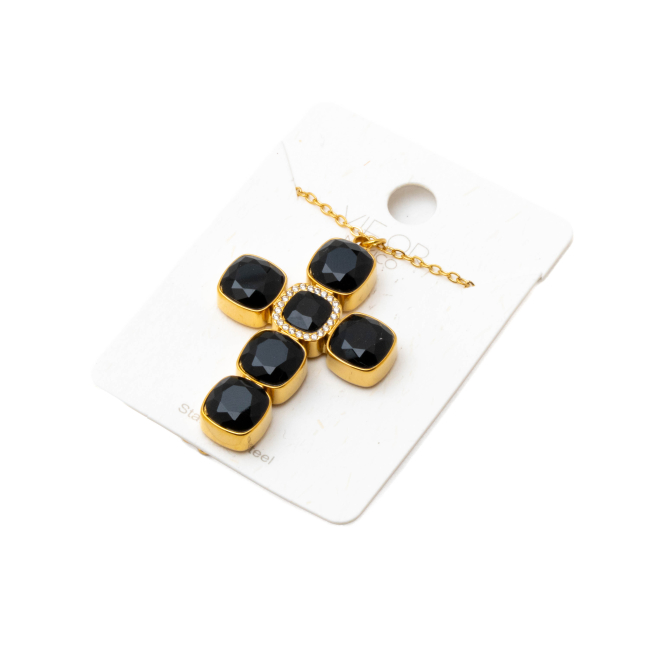 COLLAR ZO15235N DORADO NEGRO ACERO INOXIDABLE E31