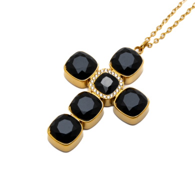 COLLAR ZO15235N DORADO NEGRO ACERO INOXIDABLE E31