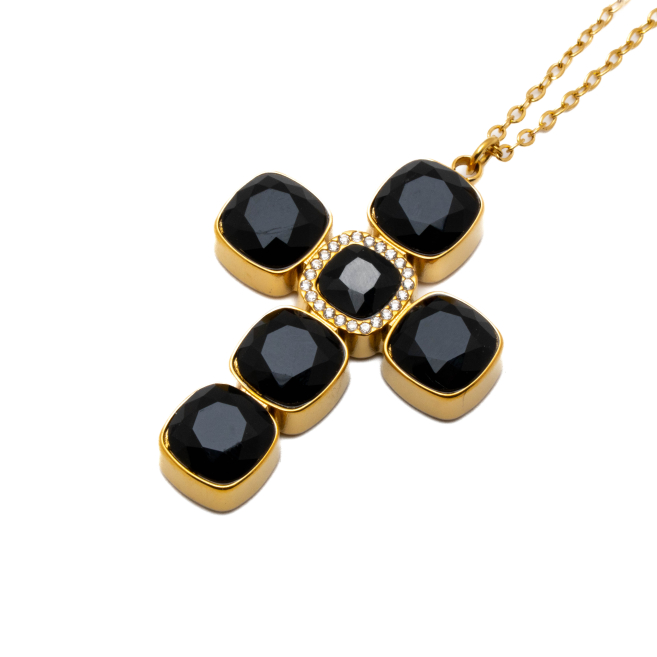 COLLAR ZO15235N DORADO NEGRO ACERO INOXIDABLE E31