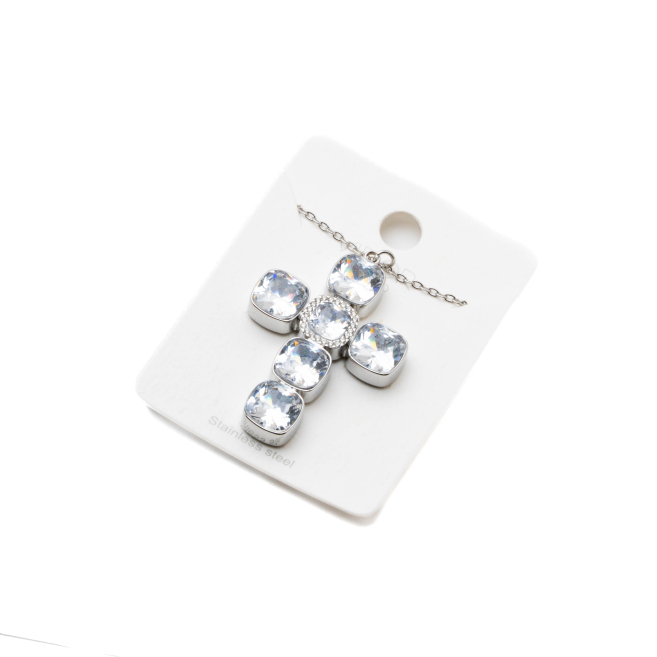 COLLAR ZO15235N PLATEADO BLANCO ACERO INOXIDABLE E31