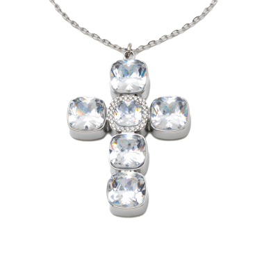 COLLAR ZO15235N PLATEADO BLANCO ACERO INOXIDABLE E31