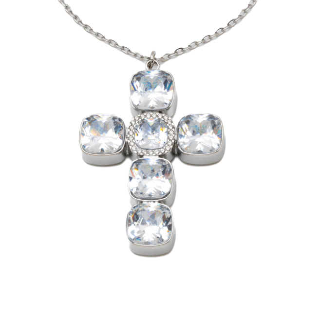 COLLAR ZO15235N PLATEADO BLANCO ACERO INOXIDABLE E31