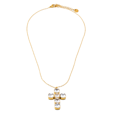 COLLAR ZO15235N DORADO BLANCO ACERO INOXIDABLE E31