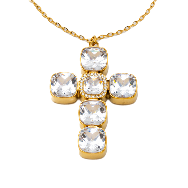 COLLAR ZO15235N DORADO BLANCO ACERO INOXIDABLE E31