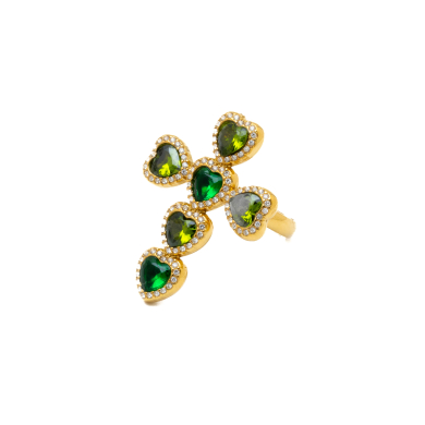ANILLO ZO15121R DORADO VERDE ACERO INOXIDABLE