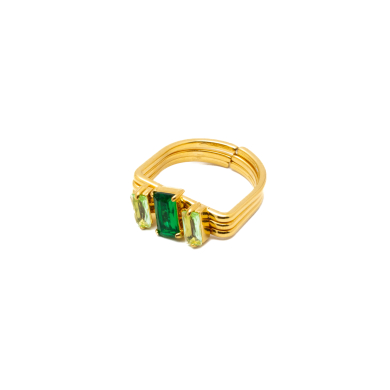 ANILLO ZO15469R DORADO VERDE ACERO INOXIDABLE