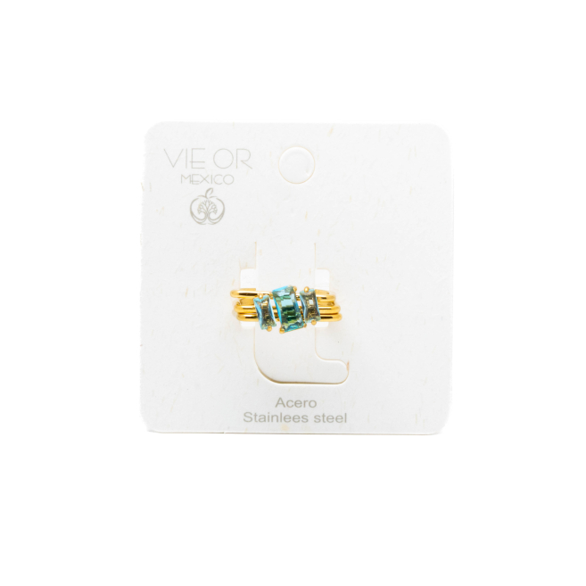 ANILLO ZO15469R DORADO AZUL ACERO INOXIDABLE A38