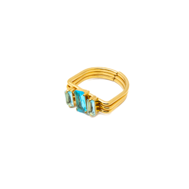 ANILLO ZO15469R DORADO AZUL ACERO INOXIDABLE