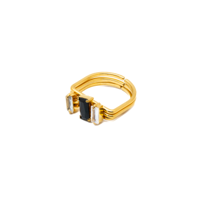 ANILLO ZO15469R DORADO BLANCO/NEGRO ACERO INOXIDABLE