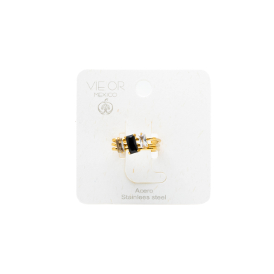 ANILLO ZO15469R DORADO BLANCO/NEGRO ACERO INOXIDABLE A38