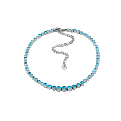 COLLAR ZO15785N PLATEADO AZUL ACERO INOXIDABLE E43