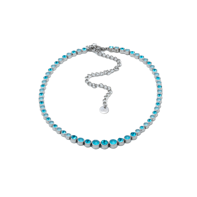 COLLAR ZO15785N PLATEADO AZUL ACERO INOXIDABLE E43