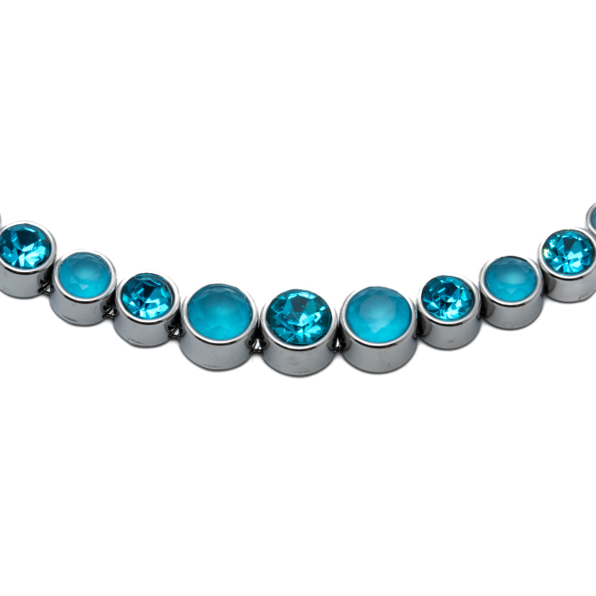 COLLAR ZO15785N PLATEADO AZUL ACERO INOXIDABLE E43