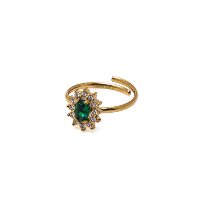 ANILLO ZO15930R DORADO VERDE ACERO INOXIDABLE