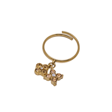 ANILLO ZO15101R DORADO BEIG ACERO INOXIDABLE
