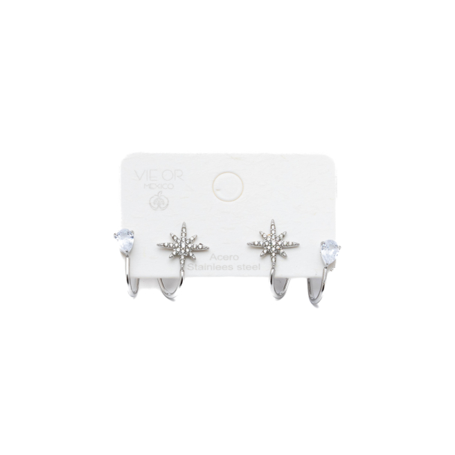ARETES ZO15907E PLATEADO ACERO INOXIDABLE G31