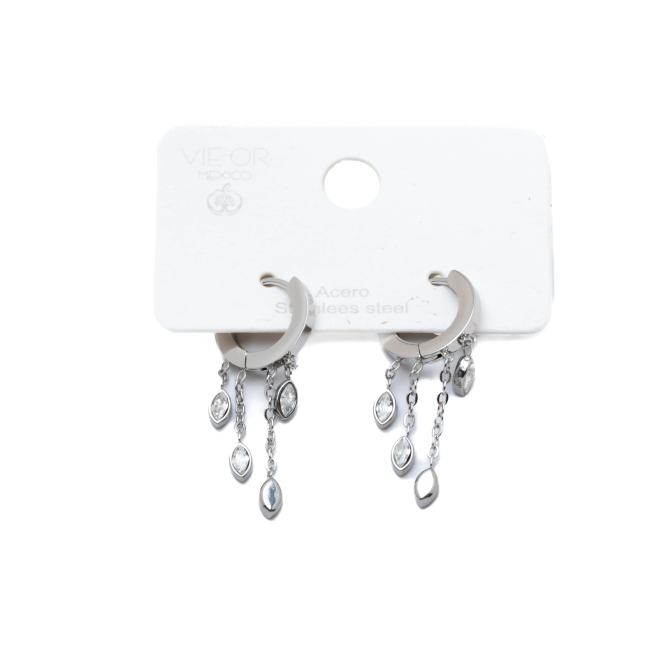 ARETES ZO15393E PLATEADO ACERO INOXIDABLE G23