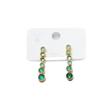 ARETES ZO15783E DORADO VERDE ACERO INOXIDABLE