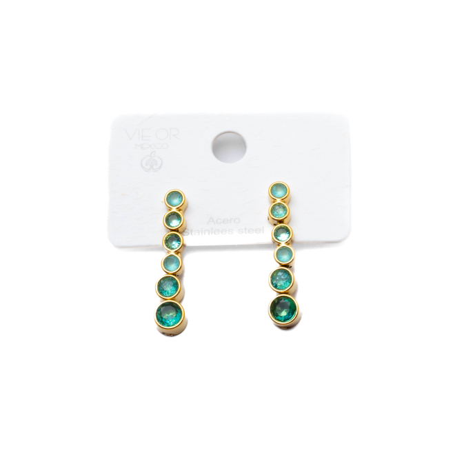 ARETES ZO15783E DORADO VERDE ACERO INOXIDABLE
