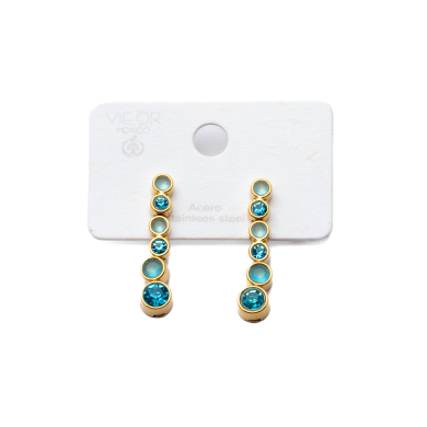 ARETES ZO15783E DORADO AZUL ACERO INOXIDABLE