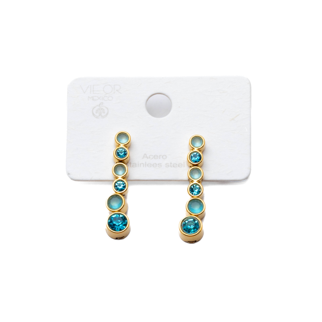 ARETES ZO15783E DORADO AZUL ACERO INOXIDABLE