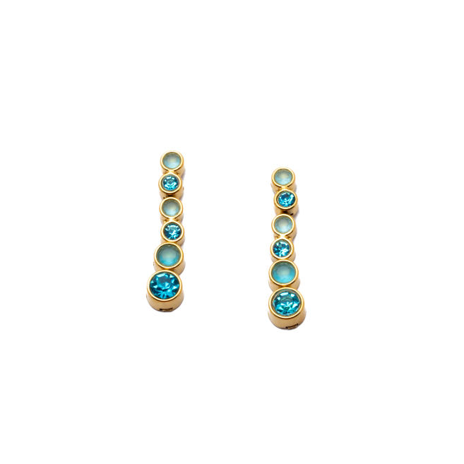 ARETES ZO15783E DORADO AZUL ACERO INOXIDABLE