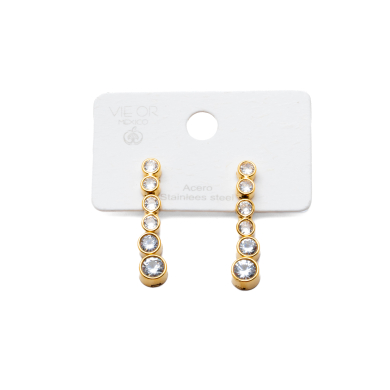 ARETES ZO15783E DORADO BLANCO ACERO INOXIDABLE