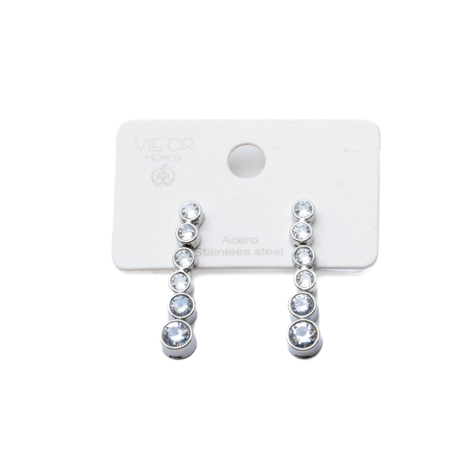 ARETES ZO15783E PLATEADO BLANCO ACERO INOXIDABLE