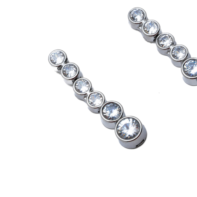 ARETES ZO15783E PLATEADO BLANCO ACERO INOXIDABLE