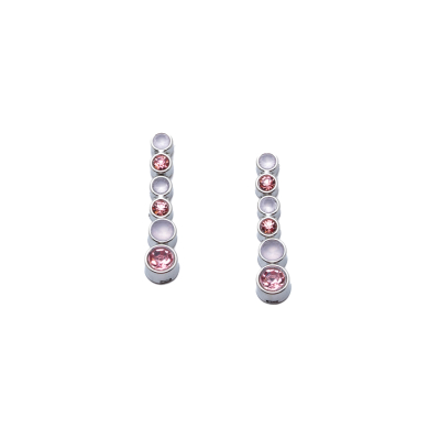 ARETES ZO15783E PLATEADO ROSA ACERO INOXIDABLE