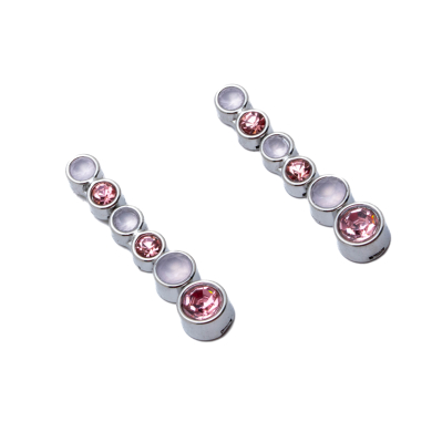 ARETES ZO15783E PLATEADO ROSA ACERO INOXIDABLE