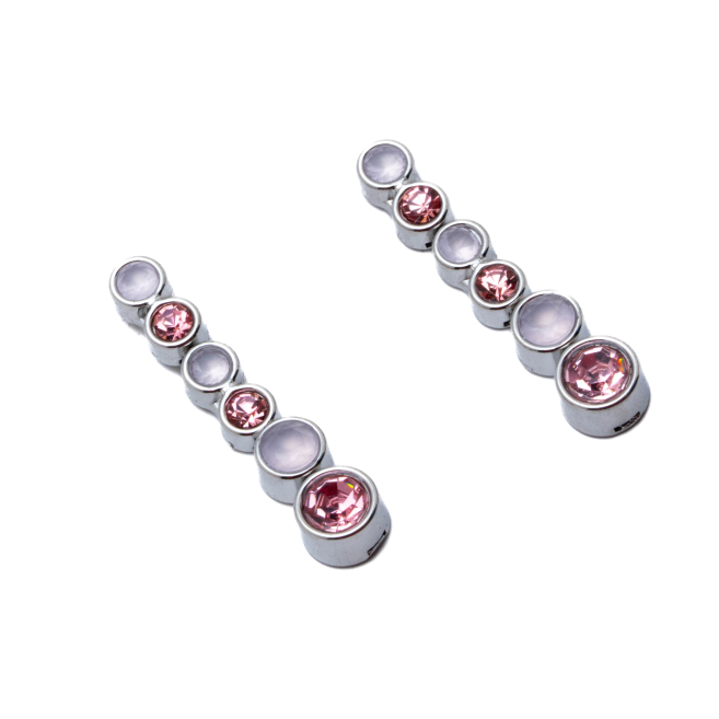 ARETES ZO15783E PLATEADO ROSA ACERO INOXIDABLE