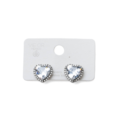 ARETES ZO15344E PLATEADO BLANCO ACERO INOXIDABLE G35