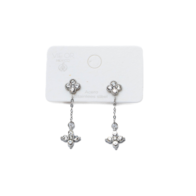 ARETES ZO15102E PLATEADO BLANCO ACERO INOXIDABLE G35