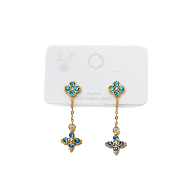 ARETES ZO15102E DORADO AZUL ACERO INOXIDABLE G35