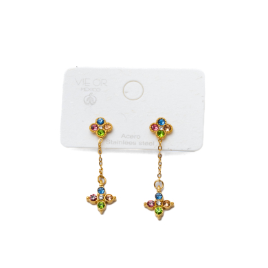 ARETES ZO15102E DORADO MULTICOLOR ACERO INOXIDABLE G35