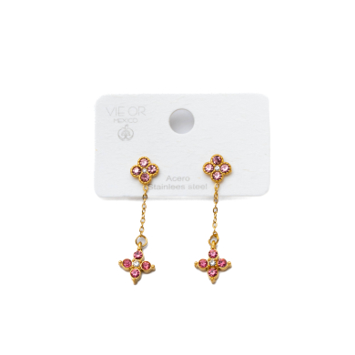ARETES ZO15102E DORADO ROSA ACERO INOXIDABLE G35