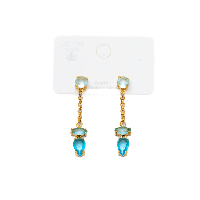 ARETES ZO15484E DORADO AZUL ACERO INOXIDABLE G35
