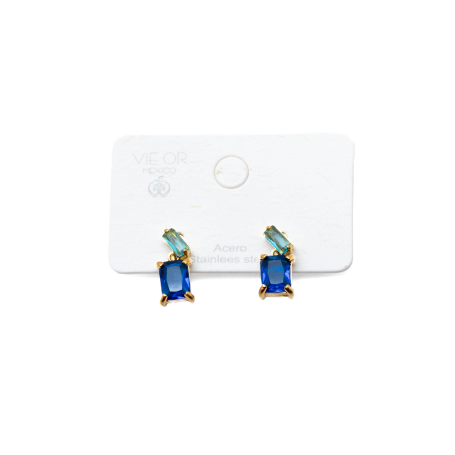 ARETES ZO15487E DORADO AZUL ACERO INOXIDABLE G35