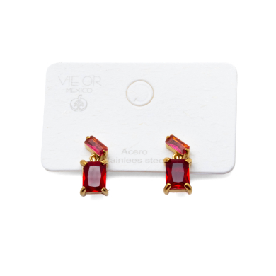 ARETES ZO15487E DORADO ROJO ACERO INOXIDABLE G35