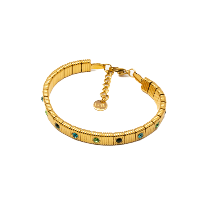 PULSERA ZO15170B VERDE DORADO Acero Inoxidable 2C58
