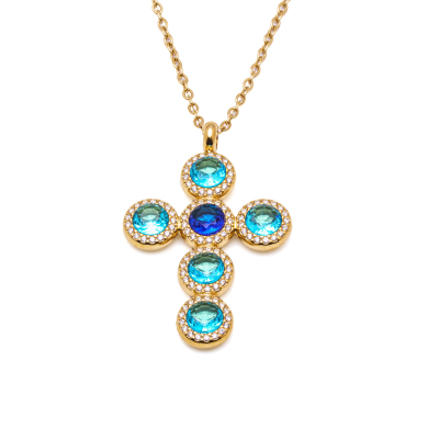 COLLAR ZO15373N AZUL DORADO Acero Inoxidable 2D11