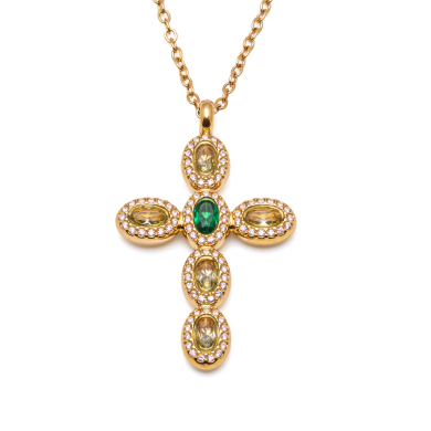 COLLAR ZO15372N VERDE DORADO Acero Inoxidable E31