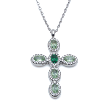 COLLAR ZO15372N VERDE PLATEADO Acero Inoxidable E31