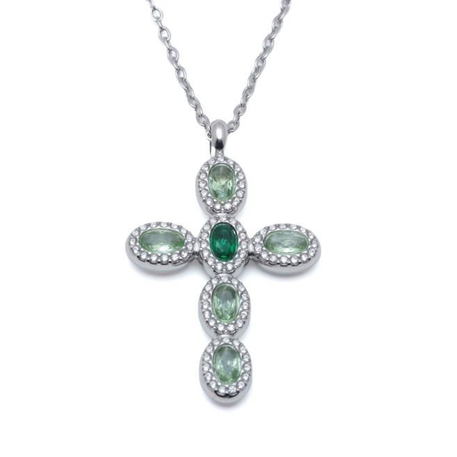 COLLAR ZO15372N VERDE PLATEADO Acero Inoxidable E31