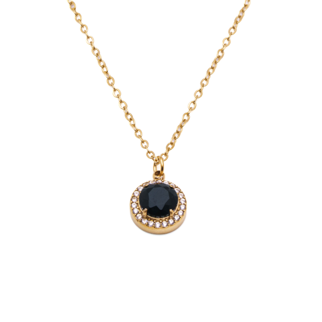 COLLAR ZO15796N NEGRO DORADO Acero Inoxidable E110