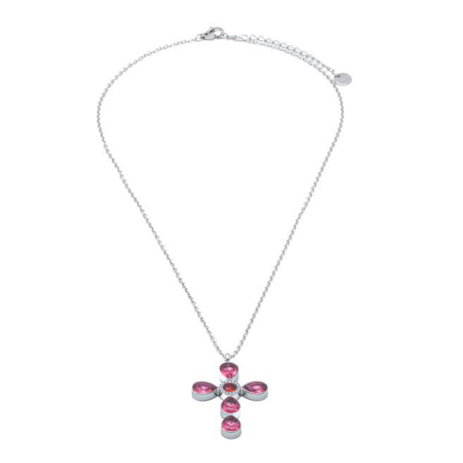 COLLAR ZO15375N ROJO PLATEADO Acero Inoxidable 2D11