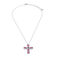 COLLAR ZO15375N ROJO PLATEADO Acero Inoxidable 2D11