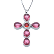 COLLAR ZO15375N ROJO PLATEADO Acero Inoxidable 2D11