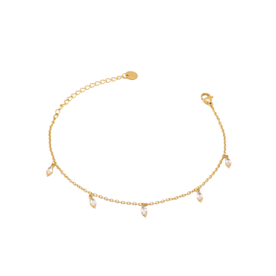 TOBILLERA ZO15466B BLANCO DORADO BLANCO ACERO INOXIDABLE 2B31